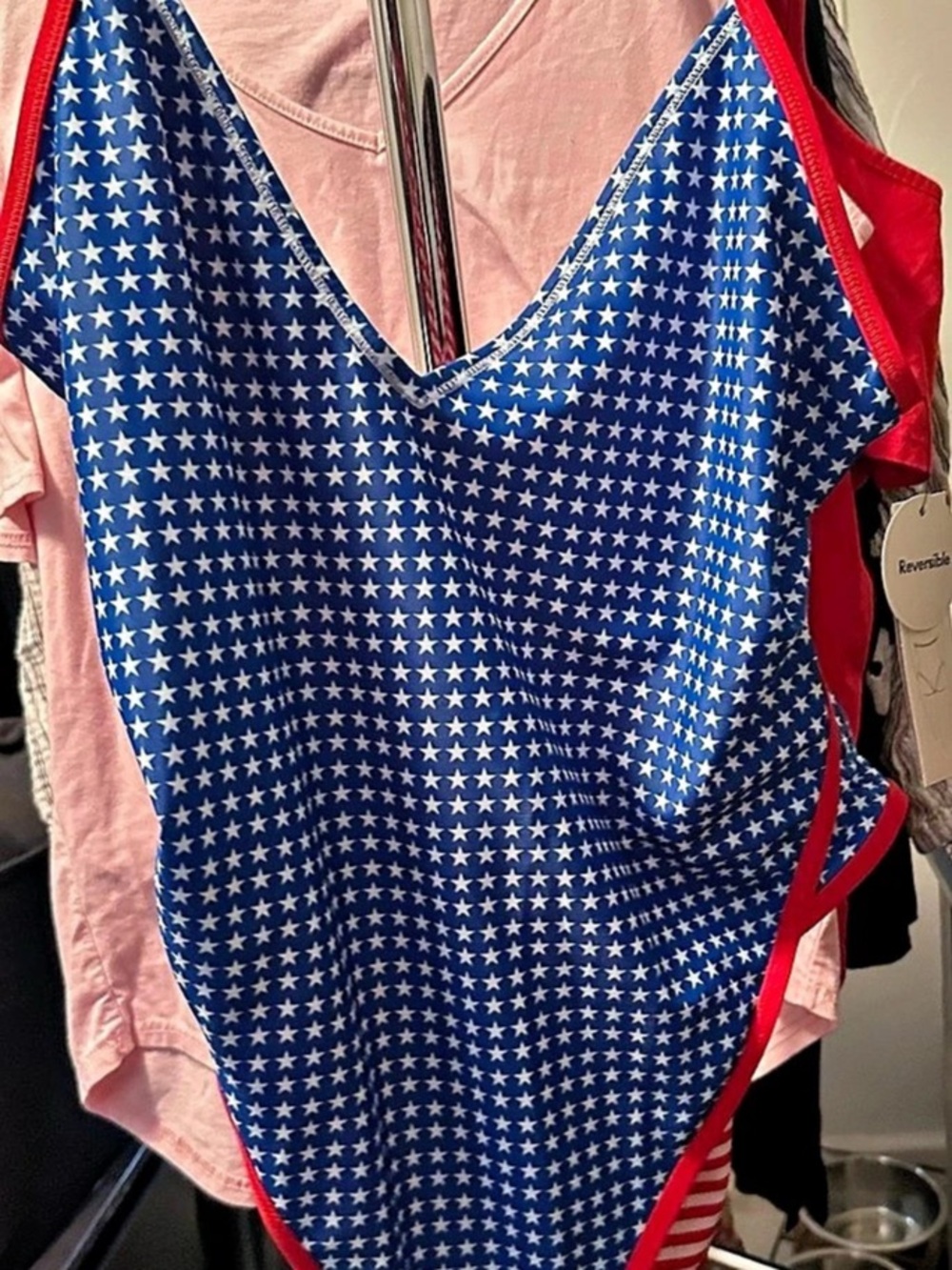 No Boundaries Stars and Stripes Reversible Binded One-Piece Swimsuit One-Piece